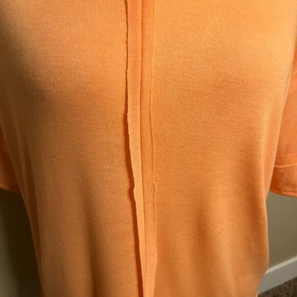 Hopely popover top orange knit raw seaming short sleeve loose fit tunic tee Sz M - Picture 4 of 9
